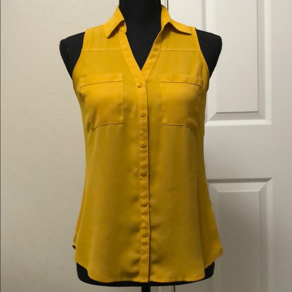 Mustard Sleeveless Portofino Shirt - Express